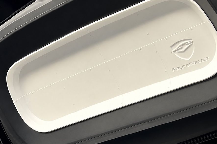 Glacier finish — FrunkVault glass-fiber frunk armor for Tesla Model Y
